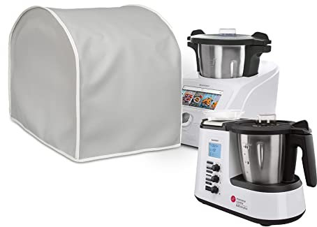 HOMELAY Housse de protection de qualité supérieure compatible avec Monsieur Cuisine Connect et Plus Fabrication artisanale. Matériau similicuir anti-taches, antibactérien. Couverture en gris