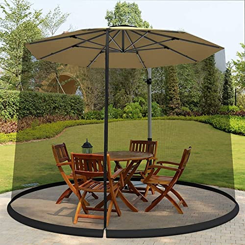 DONGCY Moskitonetz Ampelschirm Tragbar Winddicht Netz Mückennetz für Sonnenschirm Einfache Anbringung für 2.5-3 M Ampelschirm für Gartenpavillon Camping Terrasse Passend,Black,OneSize