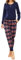 Mnemo Pyjama Femme Ensemble Pyjama a Carreaux Pyjama Coton Femme Carreaux Pyjama Femme Coton Manches Longues, Bleu-Rose avec Fil d'or, S