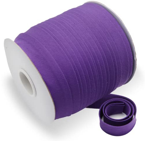 Schrägband, Schrägband, doppelt gefaltet, 2,5 cm, durchgehendes Schrägband zum Nähen, Quilten, Binden, Säumen, Bekleidungsbasteln, 100 % Polyester, nicht dehnbar (lila, 25 mm, 55 m)