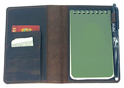 JJNUSA Lederbezug Kompatibel mit Rite in the Rain Spiral Notebooks Distressed Echtlederbezug für gebundene Notizbuchbezüge 3 x 5 Dark Brown