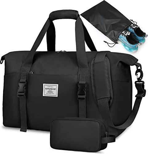 RAINSMORE Reisetasche Damen Herren Sporttasche Groß 40L Weekender Tasche Wasserdicht Schwimmtasche Saunatasche Handgepäck mit Kulturtasche und Schuhbeutel