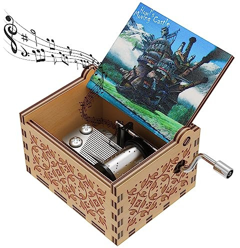 HLZK Howl's Moving Castle Holz-Spieluhr, Anime-Thema, Musik, Merry Go Round of Life, hölzerne Spieluhren, handgekröpfte Spieluhren, Geschenk für Neujahr, Geburtstag (Wood2), (HL-36)