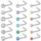 LOLIAS 18 Stück 20G Nasenstecker Damen 316L Chirurgenstahl Nasenpiercing Stecker Nasenring Nostril Bunte CZ Herz Stern L Form Nasen Piercing Schmuck