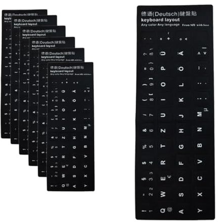 KGDUYC 7 Stück deutsche Tastaturaufkleber, Tastaturaufkleber, deutsche Ersatzaufkleber mit weißen Buchstaben, passend für Jede Standard-Tastatur