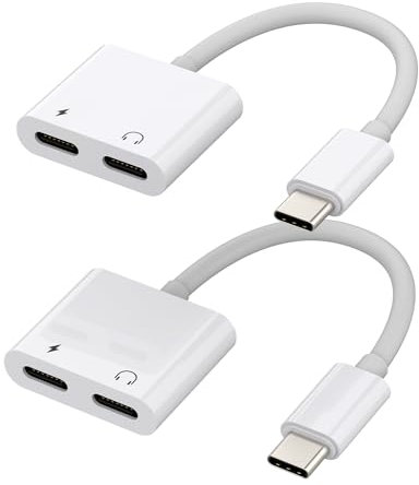 iPhone 15 Pro Max Plus Splitter USB C to Headphone Adapter Dual Type C Jack Audio Charger Dongle(2 Pack) Compatible for Samsung S21 Galaxy Z Flip 5 Apple iPad 10、Air 4/5、Mini6、12.9 Aux Cord tp-BH
