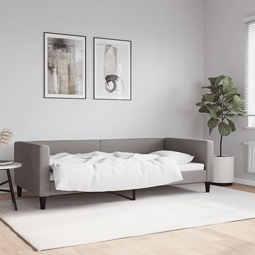 Hovothy Tagesbett Stoff 90x200 cm Bettrahmen Stauraumbett Gepolsterter Plattformbettrahmen Einzelbett Bett Teenager Bed Frame Taupe