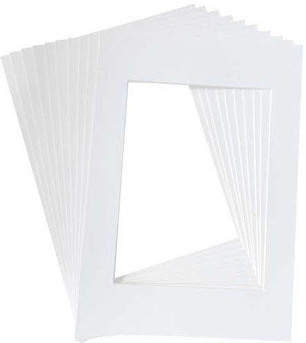 XQEUMC 10 Stück Passepartout Karton Weiß A4,30x20cm Außenmaß,Präsentation & Schutz Ihrer Bilder und Fotos (Innenmaß 20x15cm)