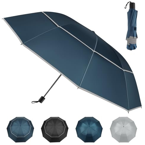 Kalolary 54 Pulgadas Paraguas de Golf Compacto con Protección UV, Paraguas Extra Grande de Gran Tamaño con Doble Toldo Ventilado Resistente al Viento Impermeable para Hombres y Mujeres