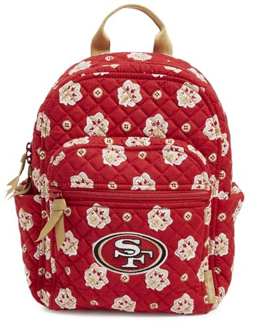 Vera Bradley Damen Kleiner Rucksack aus Hochwertiger Baumwolle Büchertasche, Dk Bandana mit San Francisco 49ers, Rot/Gelb, Einheitsgröße