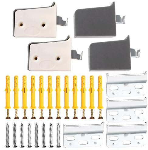 VooGenzek 4 Piezas Ganchos de Fijación para Muebles Suspendidos, Soportes para Muebles Suspendidos, Soportes de Suspensión de Gabinete, Peso del Rodamiento: 50kg, Gris