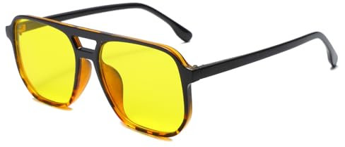 Long Keeper Retro Pilotenbrille Eckige Sonnenbrille Pilot Herren Damen Klassisch 70er Quadratische Sonnenbrille Retro Brille Pilotenform mit UV400 Schutz