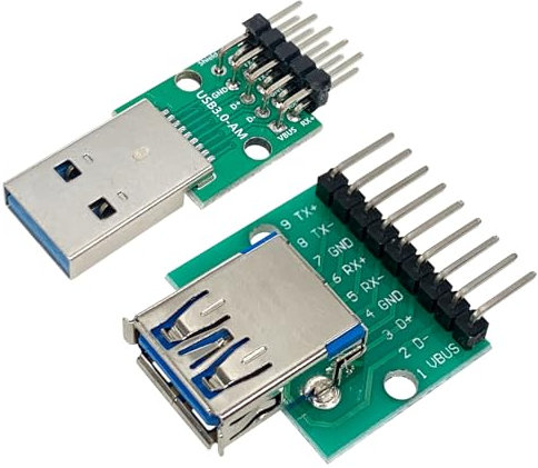 Cermant 4pcs USB3.0 Male and Female to DIP Converter Board with 9 Pin 2.54mm Pitch Adapter for DIY USB Power Supply Breadboard Design（2Male and 2Female）