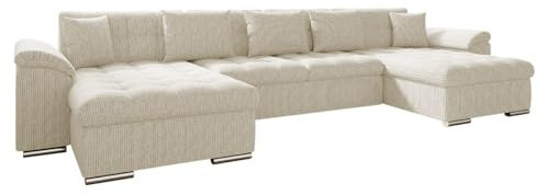 Mirjan24 Ecksofa Wicenza Cord, Big Sofa Eckcouch, Couch mit Schlaffunktion Bettfunktion, Polsterecke, Wohnlandschaft, Sofagarnitur, große U-förmige Ecke (Poso 100)