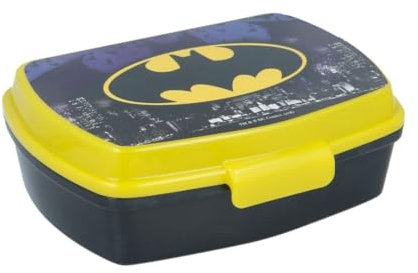 My sweety pop - Caja de merienda para niños, guardería infantil, escuela de vacaciones, comida de 17 cm, idea de regalo, para niños, Batman y negro, amarillo, 85575