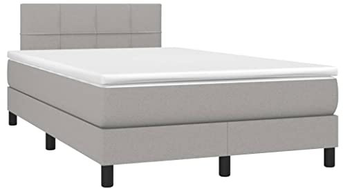 vidaXL Boxspringbett, Bett mit Matratze Kopfteil, Polsterbett Doppelbett für Schlafzimmer, Schlafzimmerbett Bettgestell Lattenrost, Hellgrau 120x190cm Stoff