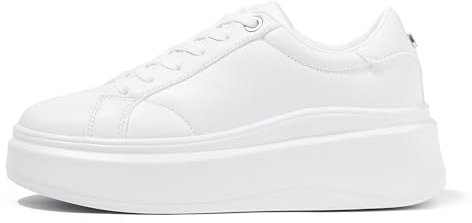 LUCKY STEP Baskets Femme à Plateforme – Sneakers Mode, Baskets Basses Casual Confortables pour Usage Quotidien (Blanc, 8.5US-39EU-6UK)