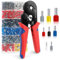 Ferrule Crimping Tool, 0.25-10mm² Crimping Plier with 1250 Ferrules Terminals, Self-Adjustable Wire Ferrule Crimping Tool, End Ferrule Pliers