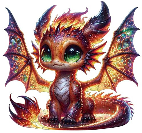Holzpuzzle Erwachsene, Drache Holzpuzzles 200 Teile, Einzigartiges Tierform Holz Puzzle, Kreatives Weihnachten Geschenke für Teenager und Erwachsene Diamant-Malset