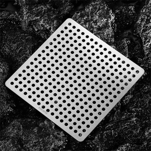 Grille de siphon de douche carré en acier inoxydable pour salle de bain, douche, évier, filtre à cheveux, pour bloquer les cheveux et les débris (12,5 cm)