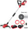 Decespugliatore a Batteria 21V, Bamse Tagliabordi Elettrico Brushless con 2 Batterie 2,0Ah, 2 Lame, 2 Taglio Linee, Impugnatura Regolabile, Tubo Telescopico, Testa Girevole 90° per Giardino Potatura