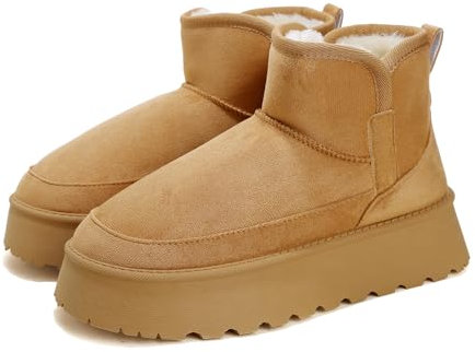 Jifenkla Stivali da Neve Donna, Caldi e Confortevoli Snow Boots, Soletta in Memory Foam, Suola a Piattaforma Antiscivolo e Fodera in Finta Pelliccia Impermeabile alle Caviglie