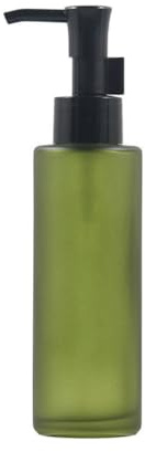 Flacons à pompe vides en verre dépoli rechargeable - Distributeur de lotion - Récipient pour lotion, liquide, maquillage, huile, shampoing, 100 ml / 3.5 oz - Vert
