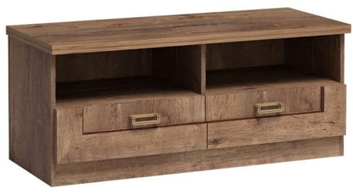 Lomadox Lowboard Wohnzimmerschrank Fernsehschrank rustikal 2 Fächer Schubladen in Lefkas Eiche 118x50,5x49,5 cm