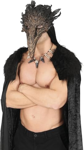 FIESTAS GUIRCA | Halbmaske mit Schnabel und Federn (Einheitsgröße) - Kostümzubehör für Halloween und Tier- sowie Anime-Partys - Ideal für Erwachsene Unisex - Braun