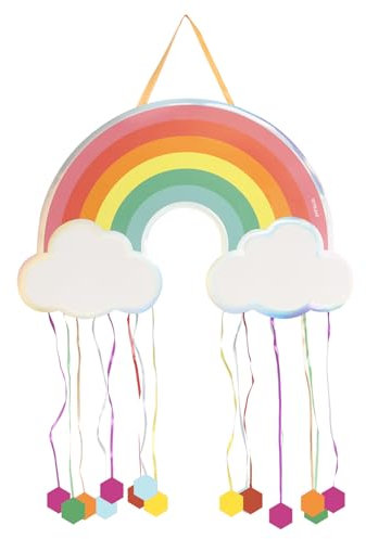 OH YEAH Pinata, Regenbogenfarben, groß, 55 x 36,5 cm, Dekoration für Kinderpartys, Jungen und Mädchen, große Pinata zum Befüllen mit Spielzeug und Süßigkeiten, 1 Piñata-Karton, leicht zu befüllen