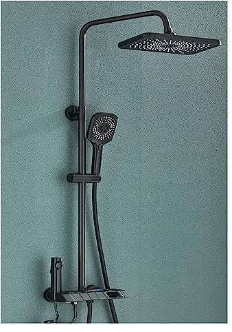 Set miscelatore doccia termostatico Set doccia digitale piano nero Rubinetti da bagno intelligenti in ottone Rubinetto a cascata calda e fredda Sistema doccia a pioggia bianca (Grigio argento B 1)