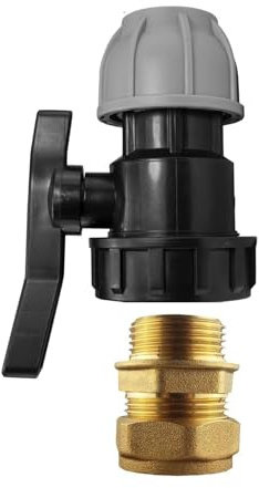 MDPE to Copper Compression Fitting - Durable Elbow, Tee, and Straight Connector for Water Pipes (15mm, 22mm, 28mm) Leak-Proof Design for Plumbing and Irrigation Systems (25mm Valve - 22mm Copper)