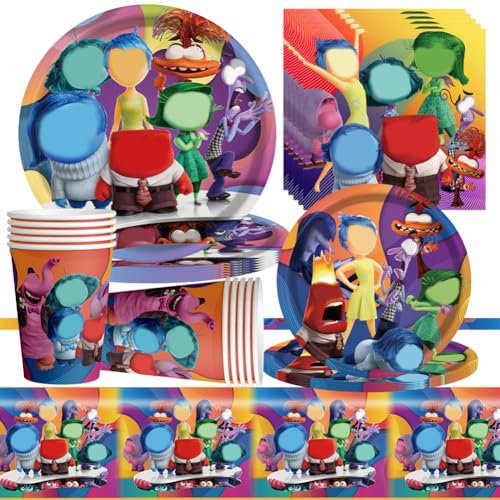 NTEVXZ 51 Pcs In-side Stoviglie Per Feste Di Compleanno Set - Piatti, Tazze, Tovaglioli, Tovaglie Per 10 Persone