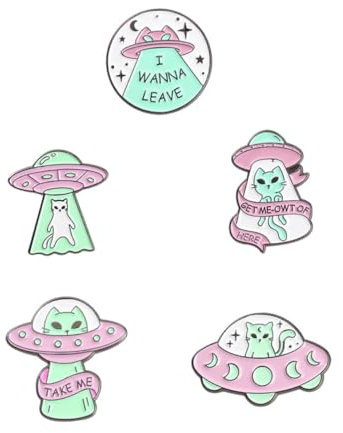 VALICLUD 5stücke Teiliges Emaille Broschen Astronauten-katzen Anstecknadeln Für Rucksäcke Und Kleidung Kreative Raumfahrt-themen-abzeichen Langlebige Und Farbenfrohe Designs