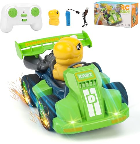 Gaethra Ferngesteuerte Autos, Kinder Cartoon Dinosaurierauto mit Musik und Licht Spielzeug, Auto Mit Fernbedienung Ja 2 3 4 5 6 7 8 Jahre Junge Mädchen Geschenk