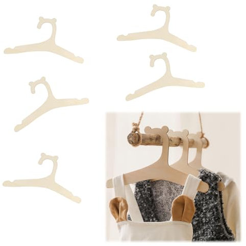 Baby Kleiderbügel Aus Holz, Baby Kleiderbügel, DIY Holzbügel Für Kinder,Kinderbügel Für Kleinkindergarderobe, rutschfeste Kinderbügel Aus Holz Für Kleider, Kleider, Mäntel (5)