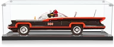 ICUANUTY Vetrina in acrilico per Lego DC Batman: The Classic TV Series Batmobile 76328, contenitore e organizzazione a prova di polvere per vetrina Lego, dimensioni: 55 x 25 x 20 cm (solo custodia