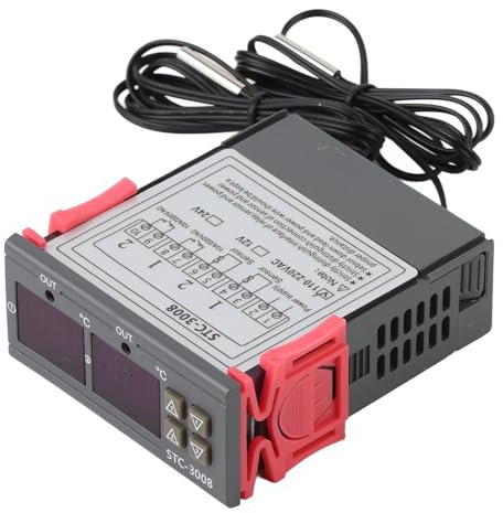 STC 3008 Controlador de Termostato de Temperatura Digital con Sensor de Sonda Dual y Pantalla Dual (110-220V)