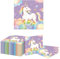Kotkiddy 48 Pièces Ensemble d'Accessoires de Fête Licorne - Parfait pour Décoration Anniversaire Thème Licorne 1 an Serviettes en Papier, Déco de Fête Anniversaire Licorne