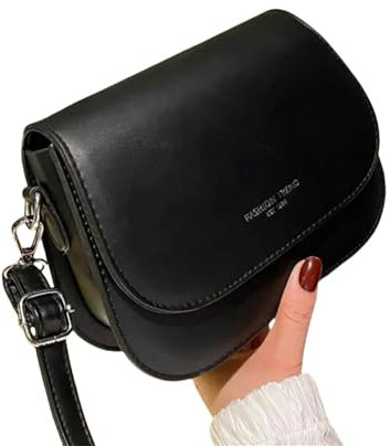 YYDPYZBD Umhängetasche Sattel Frauen Pu Leder Crossbody Tasche Einfache Flap Messenger Bag Handtaschen Beutel-schwarz