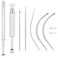 BodyAce 14G 16G 18G 20G Piercing Taper Ball Grabber Tool Stainless Steel Assistant Tools for Changing Jewellery Threadless Insertion Pin Screw On Body Piercings Kit for Ear/Nose/Navel/Lip [18G(1.0mm)]