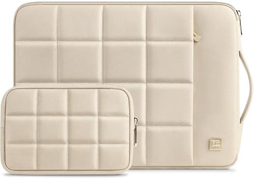 DOMISO 15-15,6 Pouces Housse de Protection Ordinateur Portable Sac à Main Pochette pour 15.6 IdeaPad ThinkPad/HP Spectre x360 Pavilion 15 Envy 15 / Dell XPS 15 / Apple/Asus/Acer, Beige