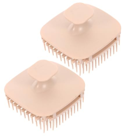 Quadratische Haarwaschbürste 2 Stück aus Tpe, Beige | Kopfhautpeeling Bürste, Vielseitig für Gym und Reise, Unique Square Design