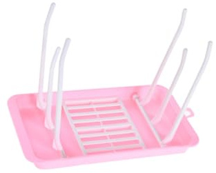 HONMEET Foldable Bottle Drying Rack Pink Food Grade PP Material Vertical Design Countertop Dryer for Nipples Sippy Cups Breast Pump Parts Pacifiers Accessories