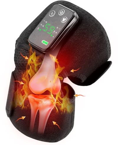 Heated Knee Massager, Cordless Rechargeable Wrap with Vibration | Rechargeable Heating Massager Wrap, 3 Adjustable Heating Levels, Knee Warmers for Shoulder, Elbow