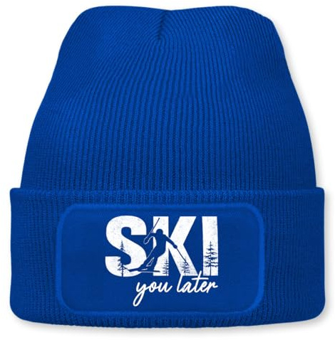 Ski You Later – lustige Wintermütze | Beanie für Damen & Herren, warm, elastisch & Unisex, Strickmütze mit Patch & Druck, perfekt für Après-Ski, Weihnachtsmarkt & Fasching