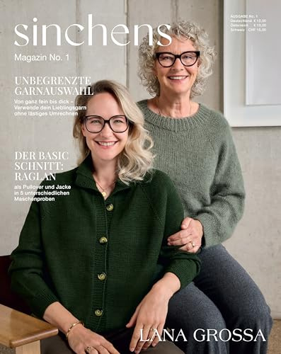 Lana Grossa Sinchens Ausgabe 1 | Strickmagazin mit Top-Down Pullover & Jacke im Raglan-Stil | Anleitung in 5 Maschenproben | Strickheft mit Schritt-für-Schritt-Erklärungen & Varianten