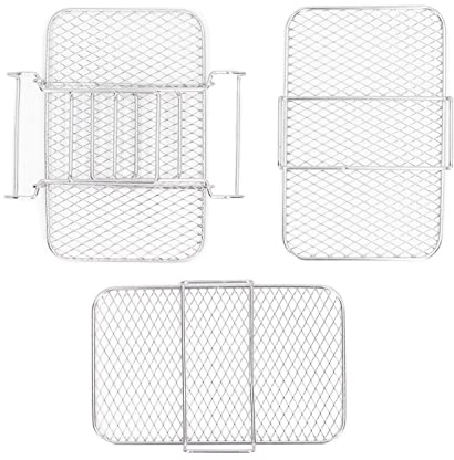 Tomotato 3er Set Edelstahl Grillrost Backrost, Stapelbarer Bratenrost 19x12cm für 8QT Topf Küche Restaurant, Kühlen Trocknen Braten