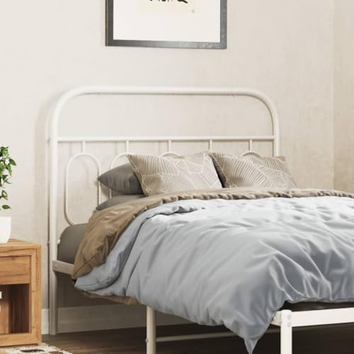 Tonture Metall Kopfteil Weiß 100 cm, Stahl Bettgestell Anbau, Robuste Bett Kopfstütze, Schlafzimmer Möbel, Stabile Rückenlehne für Einzelbetten, Langlebiges Design