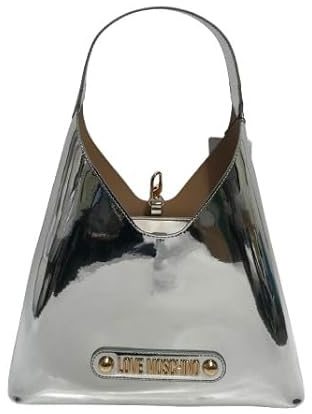 Moschino Damen-Handtasche Love Shopper Schultertasche Kunstleder Spiegel Silber BS26MO08 JC4134PP1OLP0902 Taschengröße: Medium